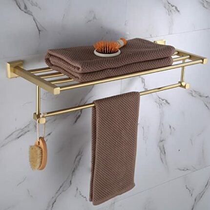 HIGOH Towel Racks,Bathroom Towel Rack Wall Mounted Towel Holder,Brushed Bathroom Hardware Accessories,Solid Brass Towel Holder,Towel Rack Bar