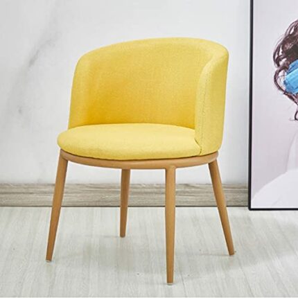 N/A Dining Room Chairs Nordic Style Dining Table With Chairs Set Furniture Cotton Linen Solid Wood Hotel Kitchen Restaurant Stool (Color : Yellow