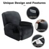 Topchances Recliner Chair Cover 1 Seater - Super Soft Velvet Stretch Recliner Chair Covers Sofa Chair Slipcover with Side Pocket for Single Seat