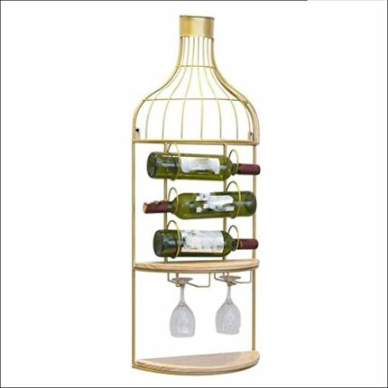KXDCZ Metal Finish Shelf Kitchen Rack Scroll Design with Bottles Wine Storage