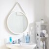ASPECT M31W Leather Strap Wooden Wall Round Hanging Decorative Vanity Mirror (White, 50 Dia cm)
