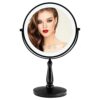 WIZCHARK 8” Lighted Makeup Mirror, 1X 10X Magnifying Mirror with Light, Double Sided Vanity Mirror with Lights, 3 Color LED Dimmable 2000mAh Rech