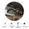 Ceiling Mounted Wine Bottle Holder Hanging Single Layer Industrial Hanging Wine Glass Holder Adjustable Height Home Ceiling Decoration Shelf for