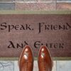 70cm x 40cm Washable Door Mat SPEAK FRIEND & ENTER JRR Tolkien - Hobbit - Lord of The Rings - Elvish by ARTISAN KISS (Light Grey Speak)