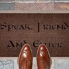70cm x 40cm Washable Door Mat SPEAK FRIEND & ENTER JRR Tolkien - Hobbit - Lord of The Rings - Elvish by ARTISAN KISS (Light Grey Speak)