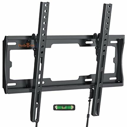 Perlegear TV Wall Bracket for Most 26-65 inch TVs up to 45kg, Max VESA 400x400mm, 55 inch Tilt TV Wall Mount with Pull Cord Safety Locks, PGPIMTK