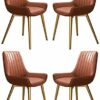 dining chair Kitchen Dining Room Furniture Chairs Kitchen Dining Chairs Set Of 4 With Artificial Leather Soft Seat And Golden Metal Legs For Livi