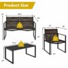 WALNUT 4PCS Patio Furniture Conversation Set Sofa Loveseat Armrest Garden Deck