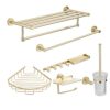 VERDDE Shower Bathroom Accessories Set, Towel, Paper Holder, Coat Hook, Toilet Brush, Polished Gold, Bath Hardware