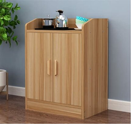 WALNUT Round Corner Pantry Cabinet Put Bucket Multifunctional Storage Cabinet With Door Dining Room Side Table Sideboard (Color : Natural, Size :