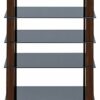 Centurion Supports TRINITY Gloss Black 5 Shelf with Walnut Legs Flat Screen TV Rack Glass Stand