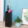 WALNUTA Metal Umbrella Stand Rack, for Canes Walking Sticks, Square Free Standing Umbrella Holder, with Hooks (Color : Svart)