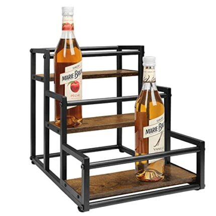 Homode Coffee Syrup Rack Organizer, 12 Bottle Syrup Holder Stand for Coffee Bar, 3 Tier Shelf Storage Rack for Liquor Syrup Wine for Countertop,