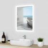Acezanble 600x500 Bathroom Wall Mirror with LED Lights, LED Bathroom Mirror with Demister Pad, Anti-fog, Touch Sensor Switch, Wall Mounted Vanity