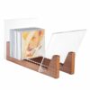 AHANDMAKER Vinyl Record Storage Holder - Stacks up to 50 Albums, Solid Wood with Crystal Clear Acrylic Record Holder - Desktop Vinyl Record Stora