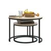 BOFENG Round Coffee Tables Set of 2 Stacking End Side Tables with Sturdy Steel Metal Frame, Living Room Tables,Sofa Tea Table for Small Space,Nat