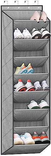SLEEPING LAMB Over The Door Shoe Organizer for Closet with 8 Large Deep Pockets, Grey