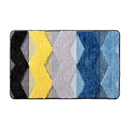 eBoutik Door Mat Doormat Machine Washable Barrier Mat Dirt Trapper TPR Non-Slip Technology Carpet (Zig Zag Yellow Blue ans Grey, 60cm x 90cm)