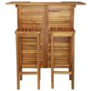 DINGZZ Bar Tables and Chairs Set Dining Room High Top Counter Height Table Set for 2 Solid Acacia Wood