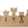 Children's Wardrobe - Handmade - 5 Metal Hooks - 40x21 cm - Coat Rack with Animals - Hanging Coat Rack - Wood - Wall Coat Rack - with Holders