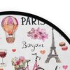 Aslsiy Eiffel Tower Air Balloon Doormat Pink Blossom Flowers Bicycle Wine Macaroons Round Floor Mat Washable Non-Slip Indoor Outdoor Area Rug for