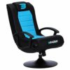 BraZen Stag 2.1 Bluetooth Ergonomic Video Pedestal Rocker Surround Sound Gaming Chairs for Kids with Speaker Subwoofer and Pedestal base - Blue