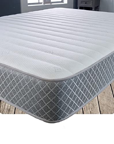 Starlight Beds – Small Single Memory Foam Mattress. Hybrid 2ft6 Sprung Mattress with Cool Touch Sleep Surface and Grey Border