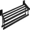 Black 60CM Stainless Steel Towel Rack,Wall Mounted Towel Shelf Bar,Rustproof Towel Rail,for Kitchen Bathrooms Lavatory Hardware Accessories