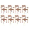 vidaXL 8x Solid Teak Wood Stackable Garden Chairs Wooden Armchairs Home Household Furniture Chairs Garden Seats Dining Chairs Outdoor Seating