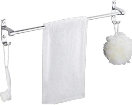 Single Towel Bar Wall Mounted Aluminum Towel Rails Bathroom Lavatory with Hook Towel Rack (Size : 40CM)