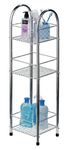 Premier Housewares 1600730 Shelving Unit Chrome Garage Storage 3 Tier Bathroom Organiser Non- Slip Shed Shelving Unit,Silver,Height 81 cm x width
