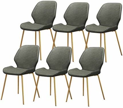 dining chair Kitchen Dining Room Furniture Chairs Dining Chairs Set Of 6 Vintage Dining Side Chairs PU Cushion Seat Bar Chairs Metal Legs Non-Sli
