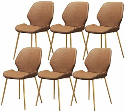 dining chair Kitchen Dining Room Furniture Chairs Dining Chairs Set Of 6 Vintage Dining Side Chairs PU Cushion Seat Bar Chairs Metal Legs Non-Sli