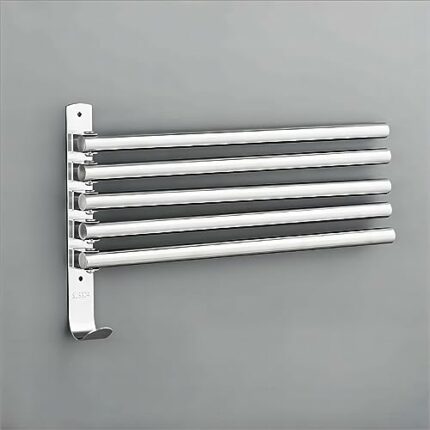 yozhch Kitchen Swivel Towel Rail Wall Mounted Bathroom Rotating Towel Rack Space-Saving Swing Toilet Towel Holder Folding Bar Shelf (5-Arm)