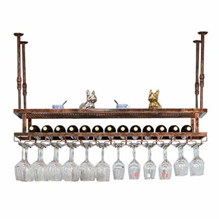 OUSIKA Wine Racks,Ceiling-Type Wine Holder/Adjustable Wall Mounted Wine Bottle Holder Hanging Wine Glass Racks/Goblet Stemware Racks/Vintage