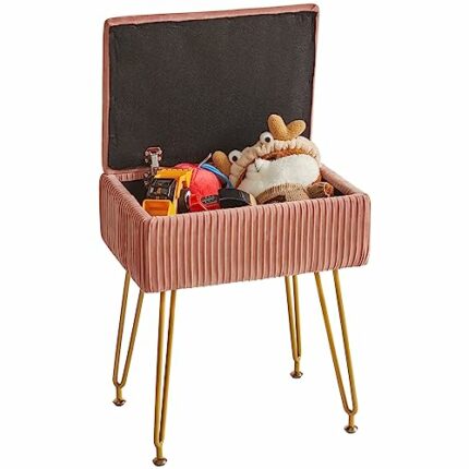 YMYNY Storage Ottomans, Chair Stool Upholstered, Footstool Velvet Bench, Dressing Table Stool, Pouf Couch Stool, Metal Legs, Removable Cover, for