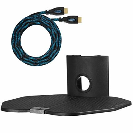 Cheetah Mounts AS1B One (1) Shelf TV Component Wall Mount Shelving Bracket with 18x16" (46x40cm) Shelf, 15' (4.5m) Twisted Veins HDMI Cable and C