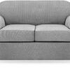 Carvapet High Stretch Fit Sofa Cover 2 Seater with 2 Seat Cushion Covers, Thick & Washable Plush Jacquard Sofa Slipcover for Living Room Furnitur