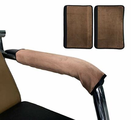HKSMAN 2 Pieces Office Home Polyester Removable Durable Machine Washable Office Chair Armrest Slipcovers Covers (Brown)
