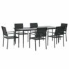 vidaXL Garden Dining Set 7 Piece, Table and Chairs for Patio, Outdoor Lounge Set for Dinner, Dinner Table Set, Modern Style, Poly Rattan and Stee