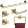 TURS 5-Pieces Bathroom Hardware Accessories Set Stainless Steel Brushed Gold Towel Bar Holder Sets, Wall Mounted,Q7LSJ-P5