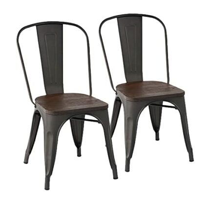 FurniutreR Dining Chair, Metal, Grey
