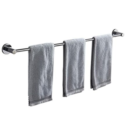 HIGOH Towel Rack Towel Rails Wall Mounted,Single Towel Storage Rack Towel Bar Stainless Steel Bathroom Hand Towel Holder，Polished Finish round To