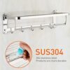 Towel Rail 2-Tier Bath Towel Rack SUS 304 Stainless Steel Towel Shelves with Hooks，Wall Mounted Towel Holder Towel Bar for Kitchen Bathroom