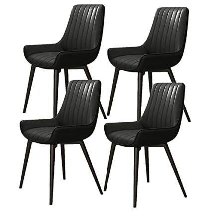 Kitchen Dining Room Furniture Chairs Dining Chairs Set Of 4 Modern Upholstered Kitchen Chairs Water Proof Leather Side Chair with Metal Legs for