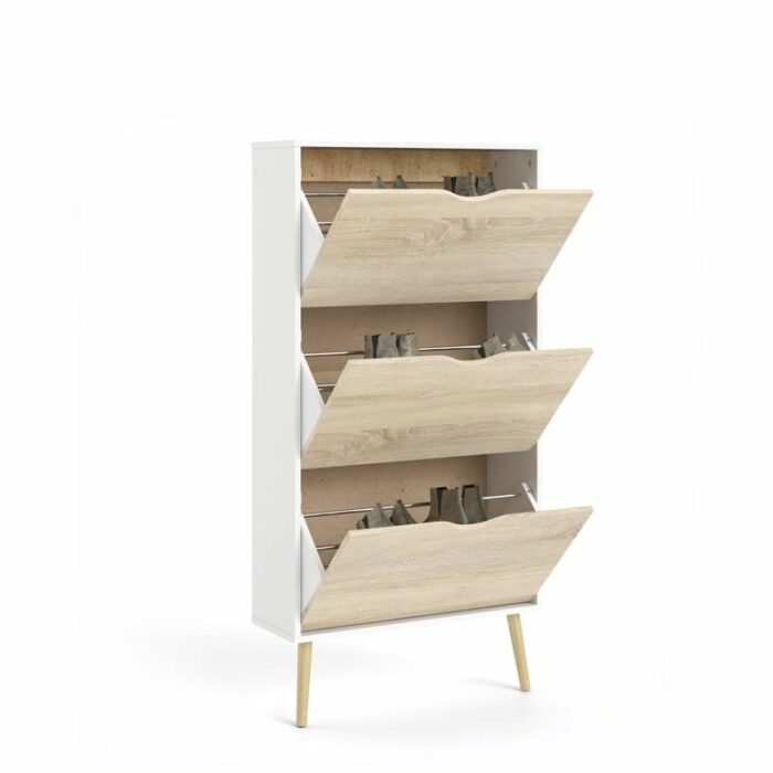 TJLSS 3-Drawer Shoe Accent Cabinet Oak Structure Shoe cabinet Home hallway shoe storage Shoe rack organizer