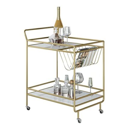 QUANJJ Kitchen IslandsFurniture Mobile Table Wine Dining Car Designer Golden Glass Storage Trolley (Color : D, Size : 1pcs)