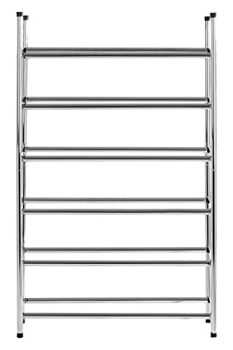 Premier Housewares 6-Tier Shoe Rack, Chrome, Metal, Silver, 23 x 62 x 98 cm