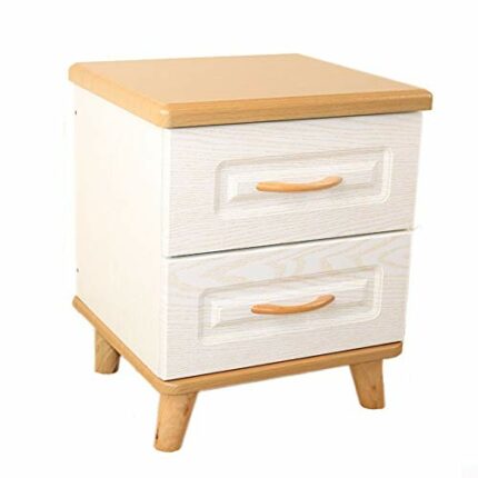 FRDTSG Simple Bedside Table with Double Drawers, Wooden Minimalist Bedroom Mini Bedside Table