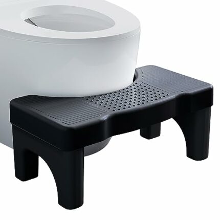 Black Toilet Stool Squat Adult, Portable Poop Stool Potty Stool for Bathroom Adults, Plastic Toilet Foot Step Stool for Seniors and Kids, Anti Sl